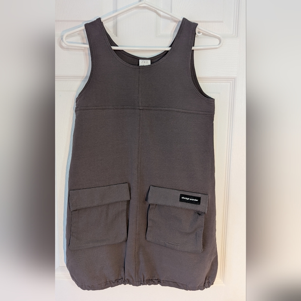 Zara Girls Dress Grey Sleeveless Balloon Pinafore Mini Size 10 NWT